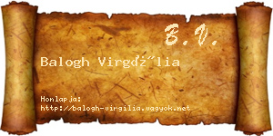 Balogh Virgília névjegykártya